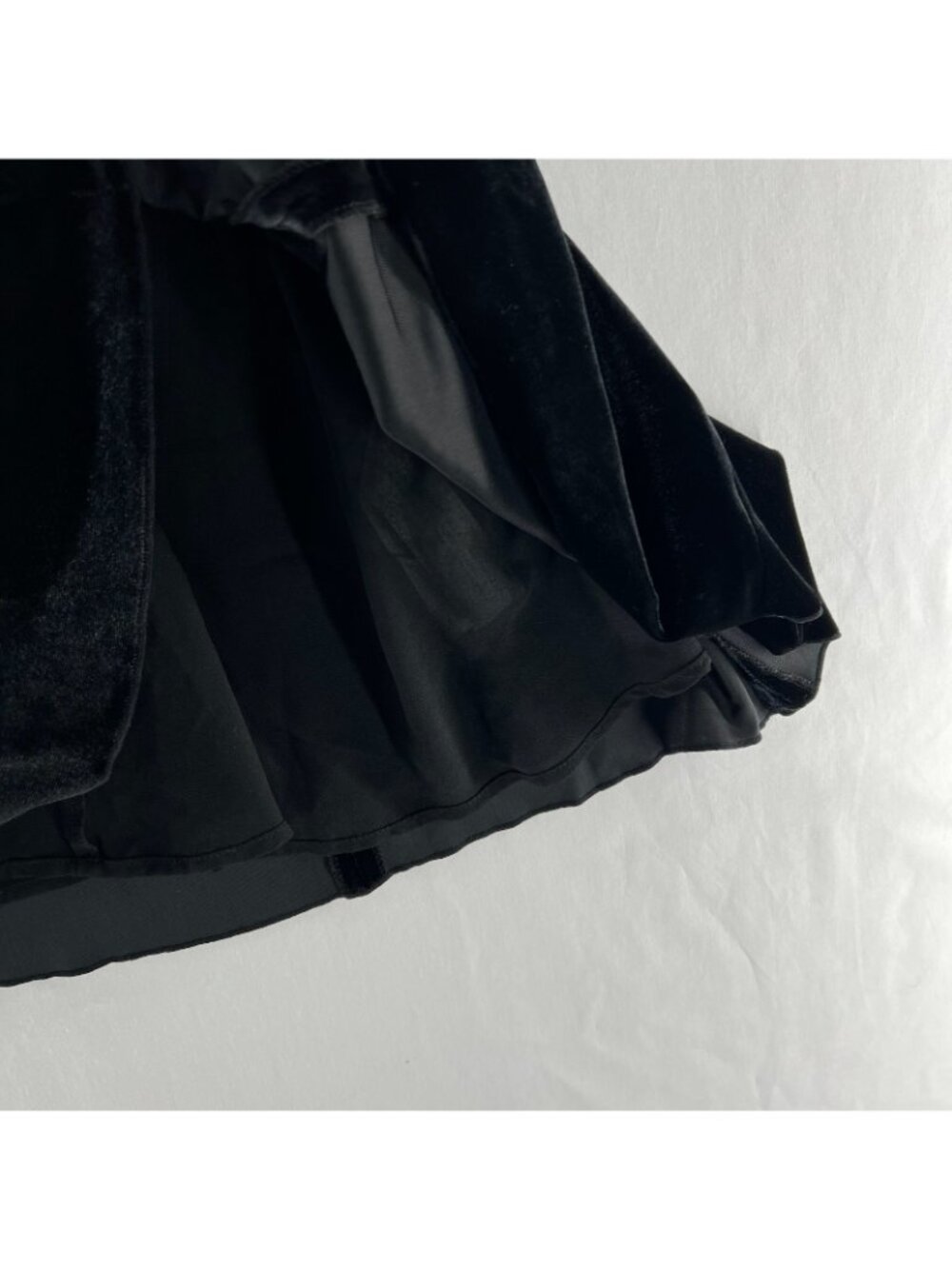 Zara Basic Velvet Lace Mini Dress Womens M Skater Fit Flare Flutter Sleeve Black - Picture 14 of 15